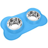 UPSKY Dog Cat Bowls Stainless Steel, Double Dog Food and Water Bowls with Non-Slip Mats