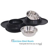 UPSKY Dog Cat Bowls, Pet Feeder Bowls Stainless Steel with Non-Skid Silicone Mats