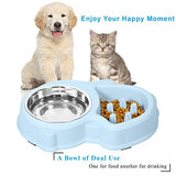 UPSKY Slow Feeder Dog Bowl Fun Feeder No Chocking Slow Feeder Bloat Stop Dog Food Water Bowl (Sky Blue)