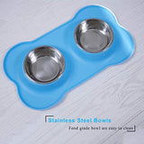 UPSKY Dog Cat Bowls Stainless Steel, Double Dog Food and Water Bowls with Non-Slip Mats