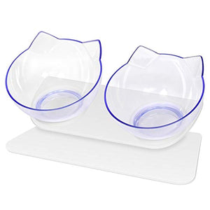 UPSKY Double Cat Dog Bowls, Elevated Cat Food Water Bowls, 15° Tilted Raised Pet Feeder Bowl