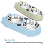 UPSKY Double Dog Cat Bowls, Premium Stainless Steel Pet Bowls with Cute Modeling(Green)