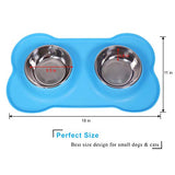 UPSKY Dog Cat Bowls Stainless Steel, Double Dog Food and Water Bowls with Non-Slip Mats