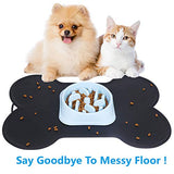 UPSKY Dog Cat Food Mat Large 22" x 16", Bone-Shaped Dog Cat Placemat, Non-Slip Pet Dog Feeding Mat