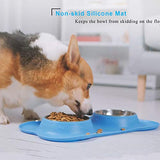 UPSKY Dog Cat Bowls Stainless Steel, Double Dog Food and Water Bowls with Non-Slip Mats