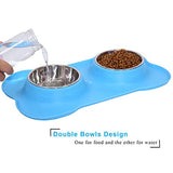 UPSKY Dog Cat Bowls Stainless Steel, Double Dog Food and Water Bowls with Non-Slip Mats