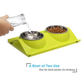 UPSKY Double Dog Cat Bowls, Premium Stainless Steel Pet Bowls Non-Spill(Green Tea)