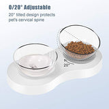 UPSKY Double Cat Dog Bowls, Elevated Cat Food Water Bowls, 0/20°Tilted Raised Pet Feeder Bowl