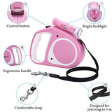 UPSKY Retractable Dog Leash, 16 ft Scalable Dog Walking Leash with Bright Flashlight(Pink)