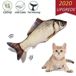 UPSKY New Moving Fish Cat Toy, Realistic Plush Simulation Electric Wagging Fish Cat Toy