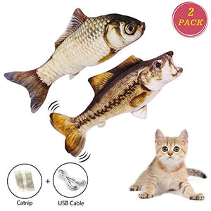 UPSKY Electric Moving Fish Cat Toy, Realistic Plush Simulation Electric Wagging Fish Cat Toy