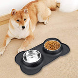 UPSKY Dog Cat Bowls, Pet Feeder Bowls Stainless Steel with Non-Skid Silicone Mats