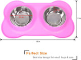 UPSKY Dog Cat Bowls Stainless Steel Double Dog Food and Water Bowls with No-Spill No-Skid Silicone Mat, Pet Feeder Bowls Small Puppy Bowl for Small Dogs Cats (Pink)